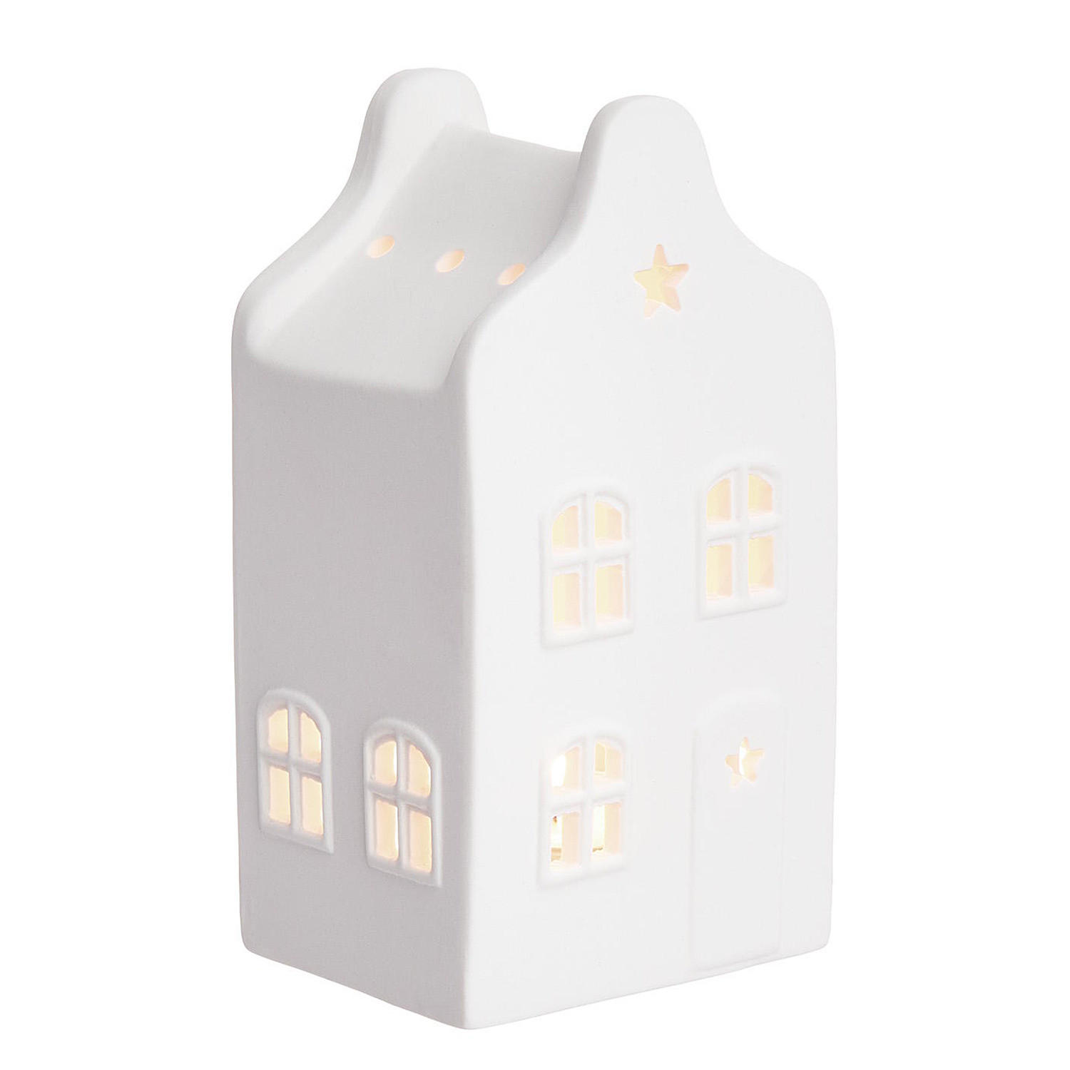 TEELICHTHAUS Amsterdam - Weiß, Keramik (5/11/6cm) - Butlers