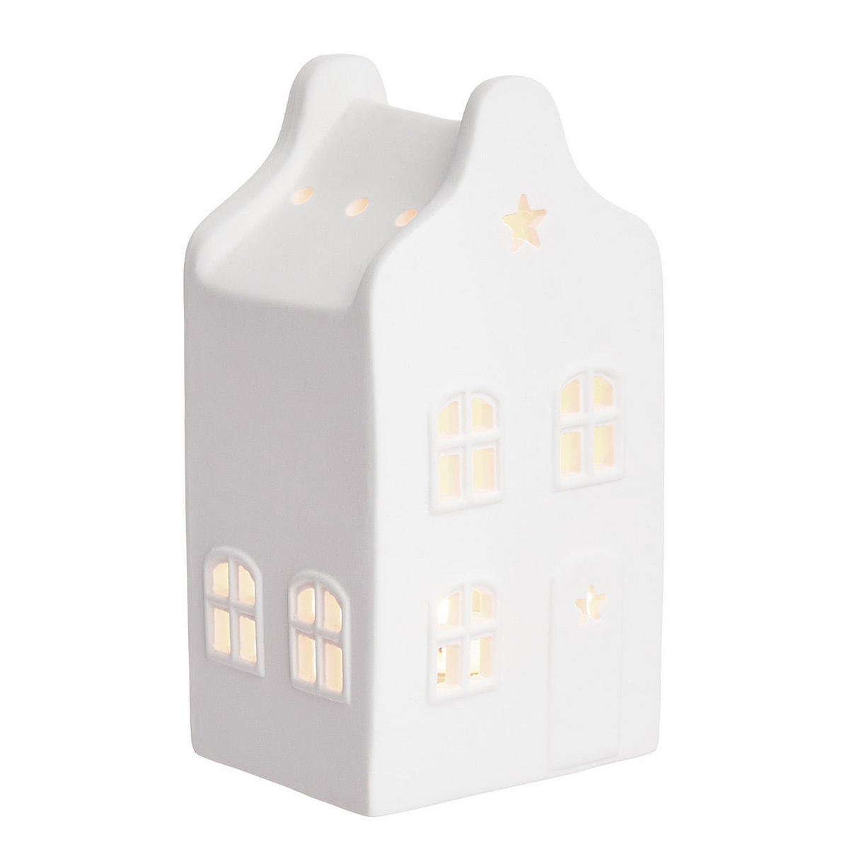 TEELICHTHAUS Amsterdam - Weiß, Keramik (5/11/6cm) - Butlers