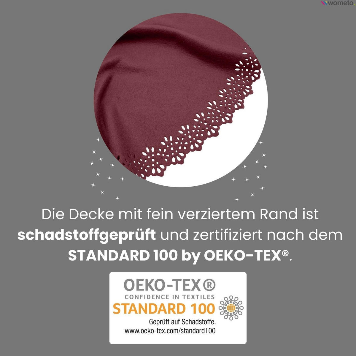 BAUMUNTERLAGE Weihnachtsbaum-Decke weinrot 120 cm rund mit Knöpfen und Satin-Schleifen - Bordeaux, Textil (120/120cm) - wometo