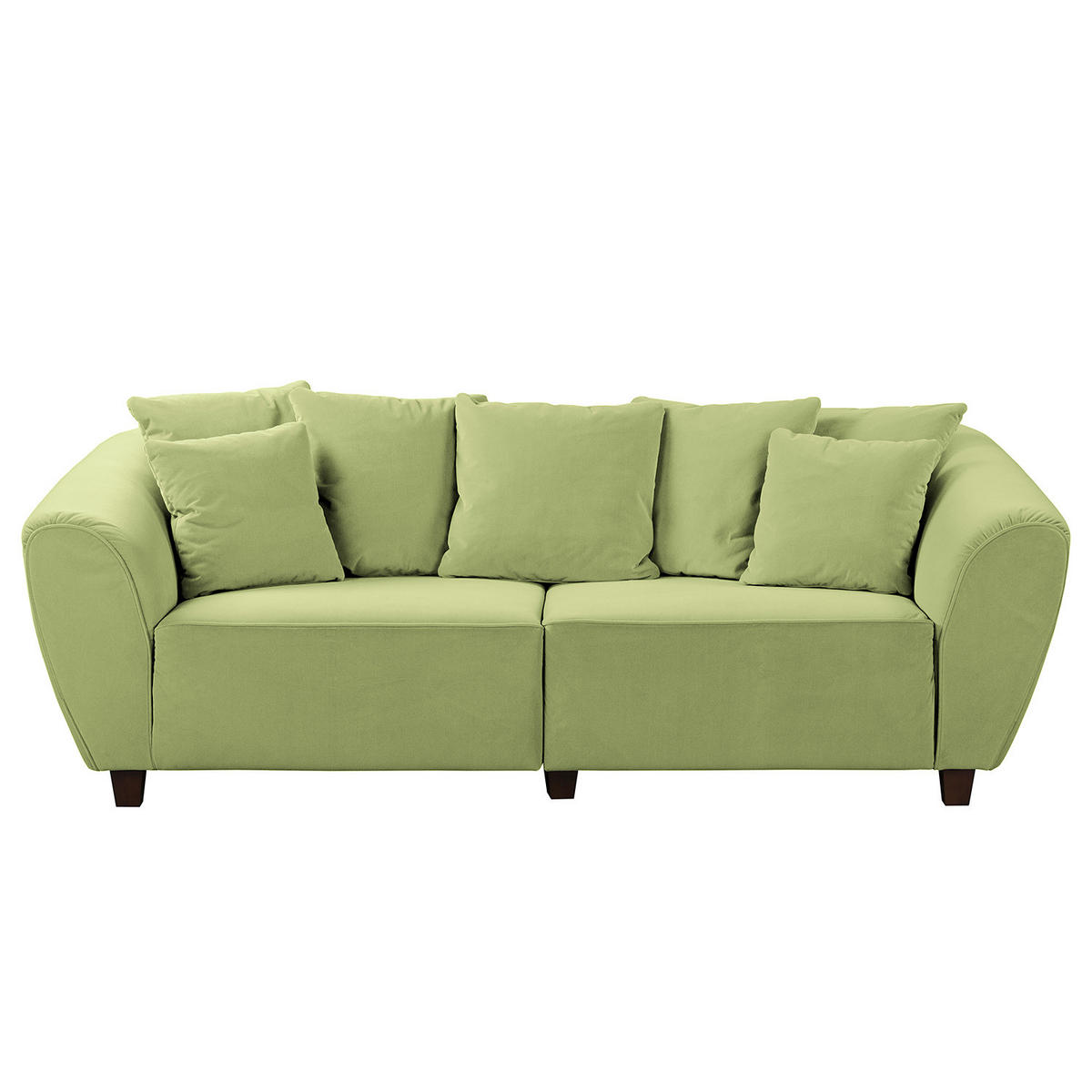 BIGSOFA - Braun/Grün, Holz/Textil (250/80/125cm) - home24