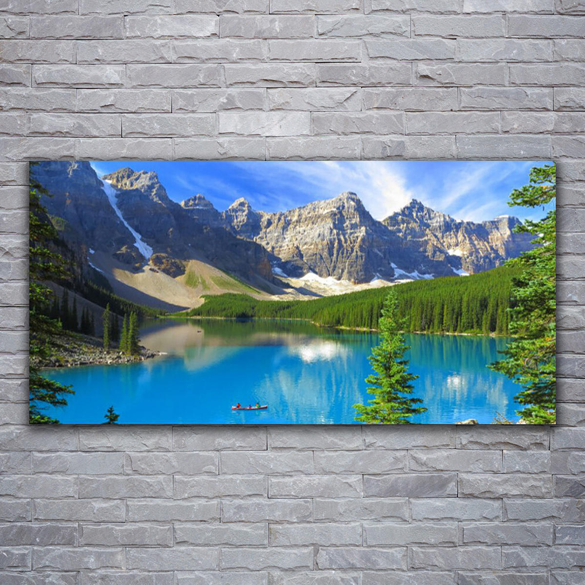 LEINWANDBILD 120x60 cm Berglandschaft - Blau/Grau, Textil (120/4cm) - TULUP