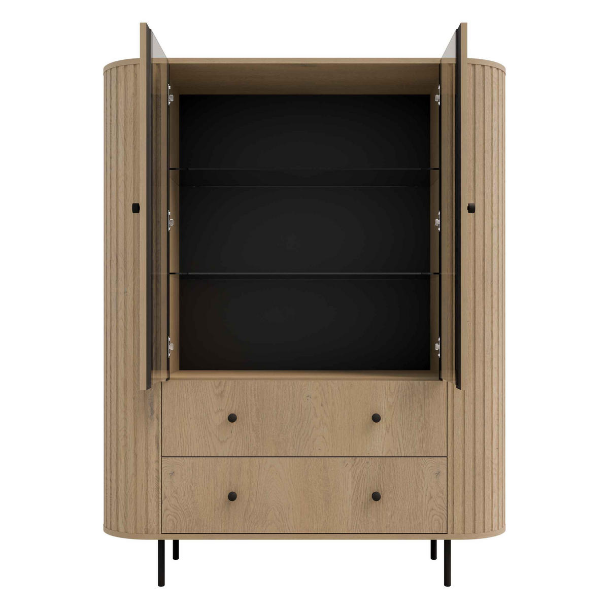 VITRÍNA BOLLA 123/155/42,3 cm Dub - barva dubu, kompozitní dřevo (123/155/42.3cm) - MASSENO