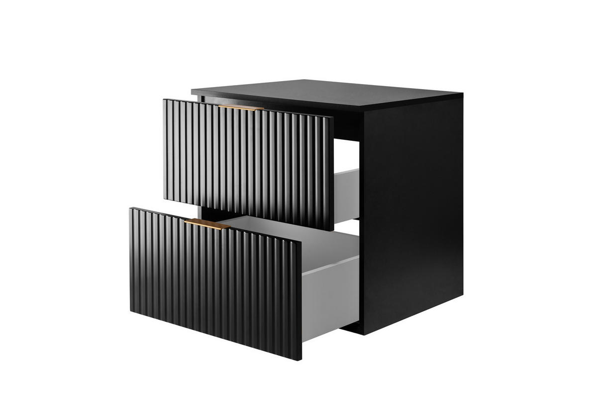 BADEZIMMERSCHRANK, Mattschwarz, 60 x 57 x 46 cm, Goldene Griffe - Goldfarben/Schwarz, Holzwerkstoff/Kunststoff (60/57/46cm) - 3XE LIVING