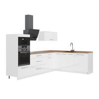 BUCĂTĂRIE PE COLȚ Fame-Line, Alb lucios ridicat/Alb, 287 x 207 cm, AP Stejar - alb lucios/alb, compozit lemnos (287/153.6/60cm) - Vicco