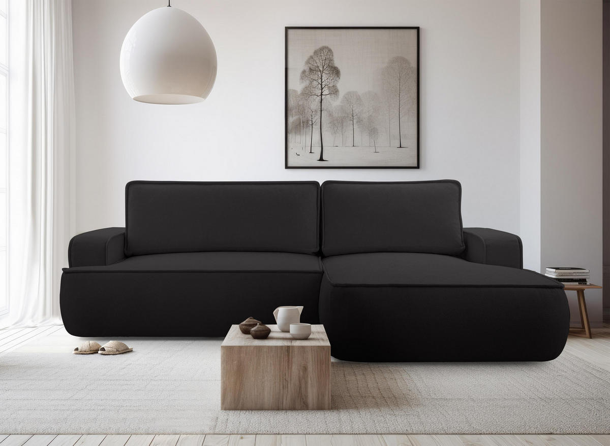 ECKSOFA L Form Ablia Schwarzes 267/168/87 cm mit Schlaffunktion R - Schwarz, Kunststoff/Textil (267/168cm) - AX Living