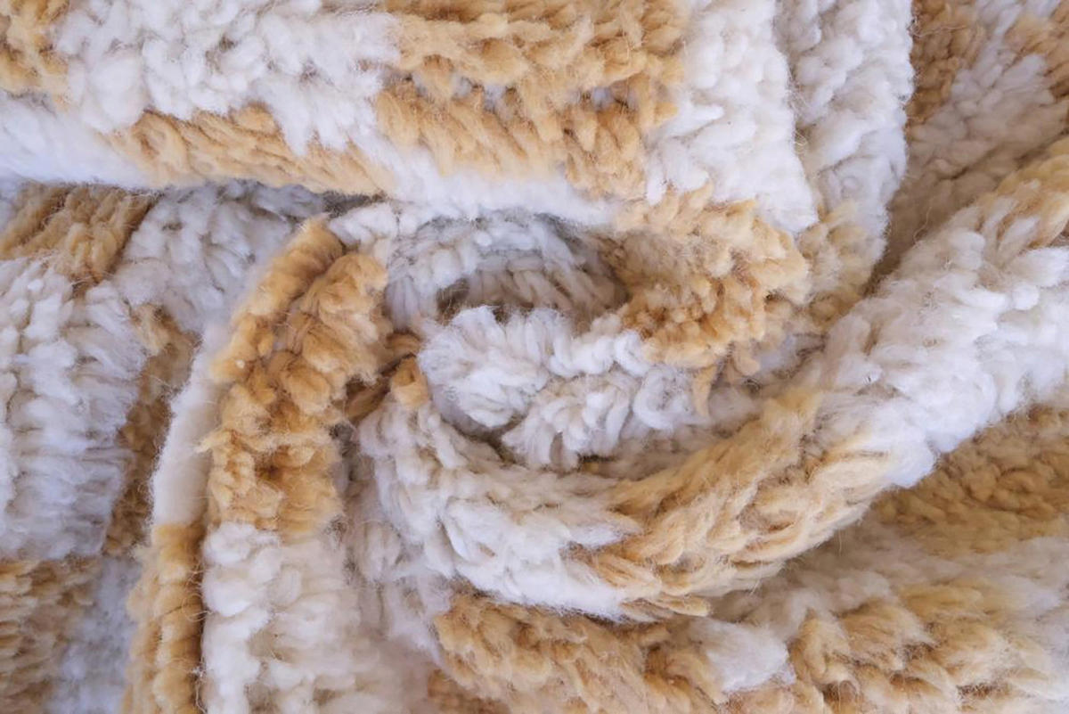 BERBERTEPPICH mit Karomuster aus Wolle beige - Beige, Naturmaterialien (164/251cm) - AFK Living