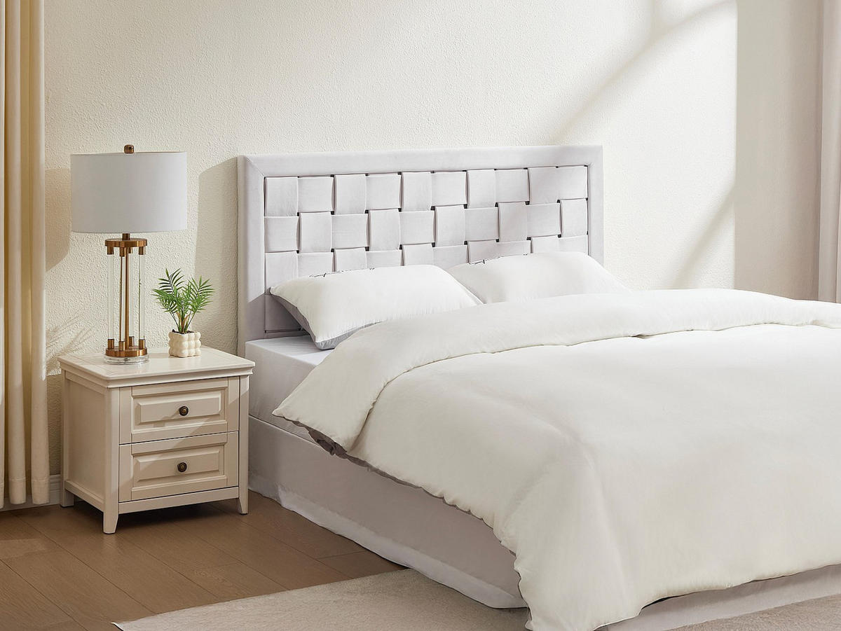 BETTKOPFTEIL- 160 cm - Samt - Beige - JENNA - Beige, Textil (160/92/7cm) - Vente-Unique