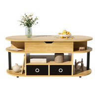 COUCHTISCH 105/50/45-60 cm mit Hebefunktion und Stauraum in Holzoptik/Schwarz - Schwarz, Holzwerkstoff (105/50/60cm) - Flora Grace