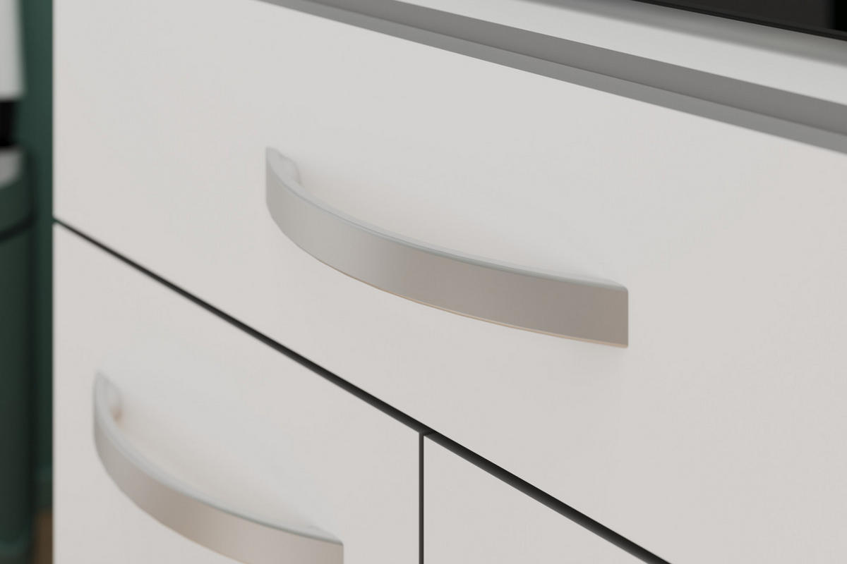 MINIKÜCHE Set 2-tlg. weiß, grau mit Buffet und Mehrzweckschrank - Multicolor, Holzwerkstoff (180/181/44cm) - Parisot Meuble