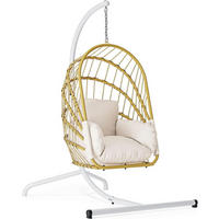 HÄNGESESSEL mit Ständer Beige Rattan-Korb 160 kg Tragfähigkeit - Beige, Naturmaterialien (117.5/194/121cm)