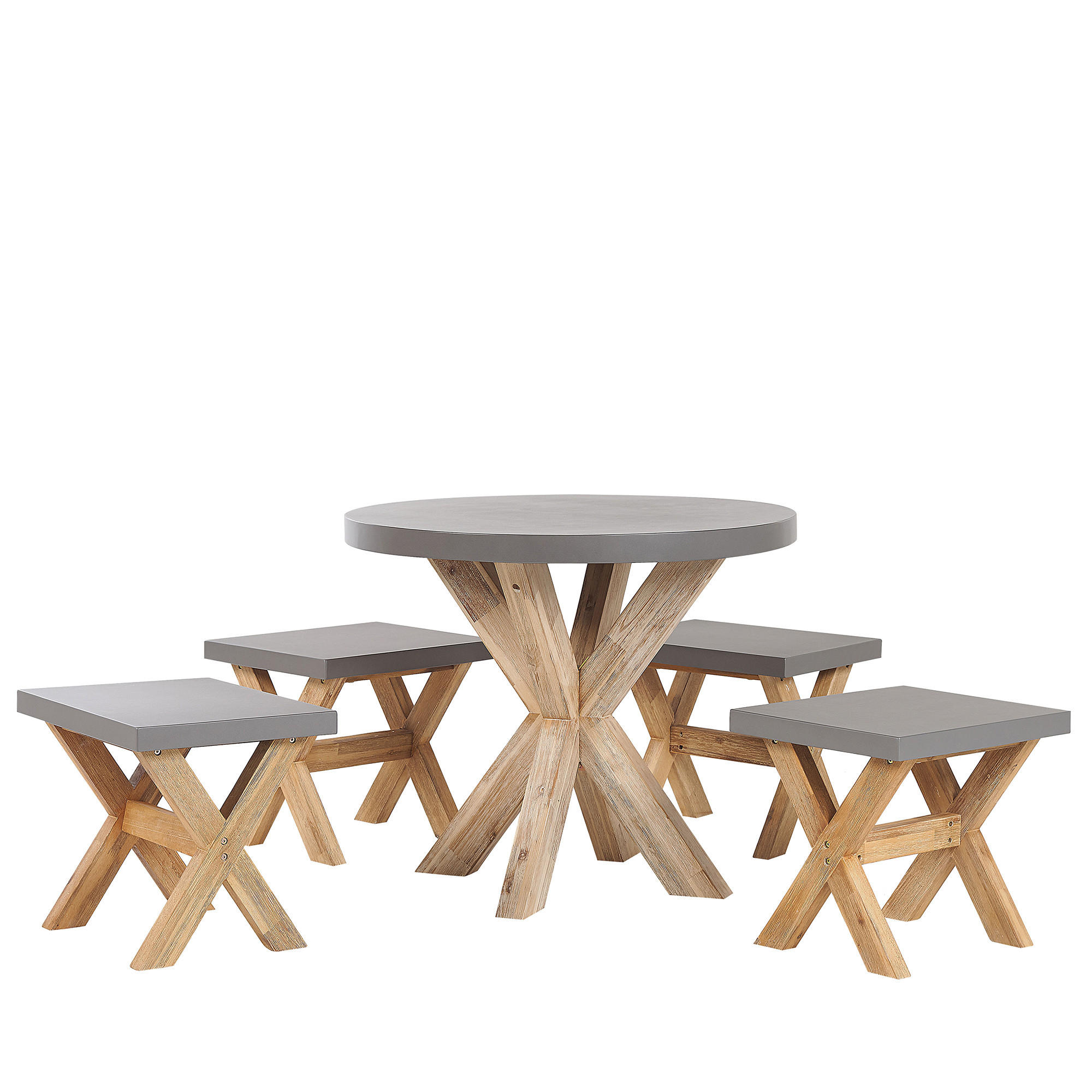 MOBILIER DE GRADINA set cu 4 locuri fibrociment gri 5 piese masa 90 cm Olbia