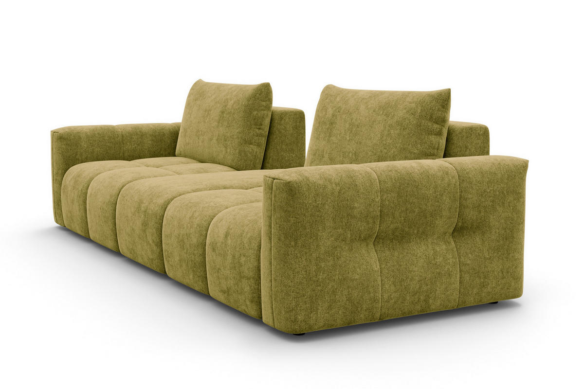 SOFA VERONA 4-Sitzer, Khaki - Schwarz/Grün, Holz/Textil (282/83/110cm) - Courtois Laville