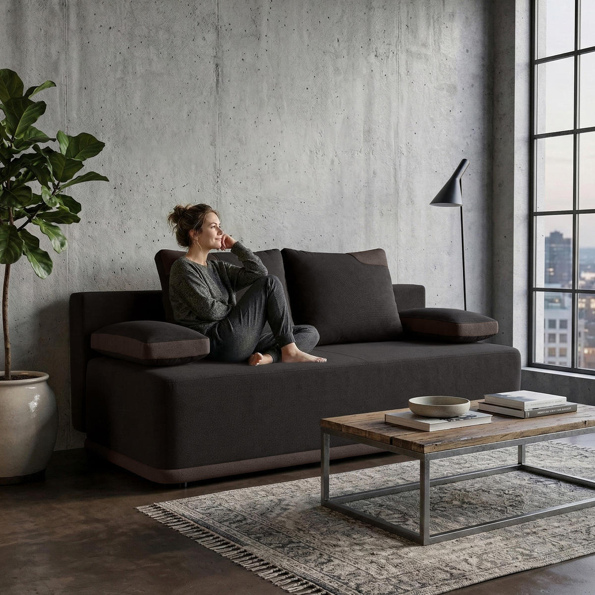 ROZKLÁDACÍ pohovka Bento 3místná s funkcí spaní, hnědá - hnědá, textil (200/93/98cm) - Beautysofa