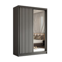 SCHWEBETÜRENSCHRANK LAMELLO 150/216/61 cm 2-türig mit Spiegel Grau - Grau, Holzwerkstoff (150/216/61cm) - MASSENO