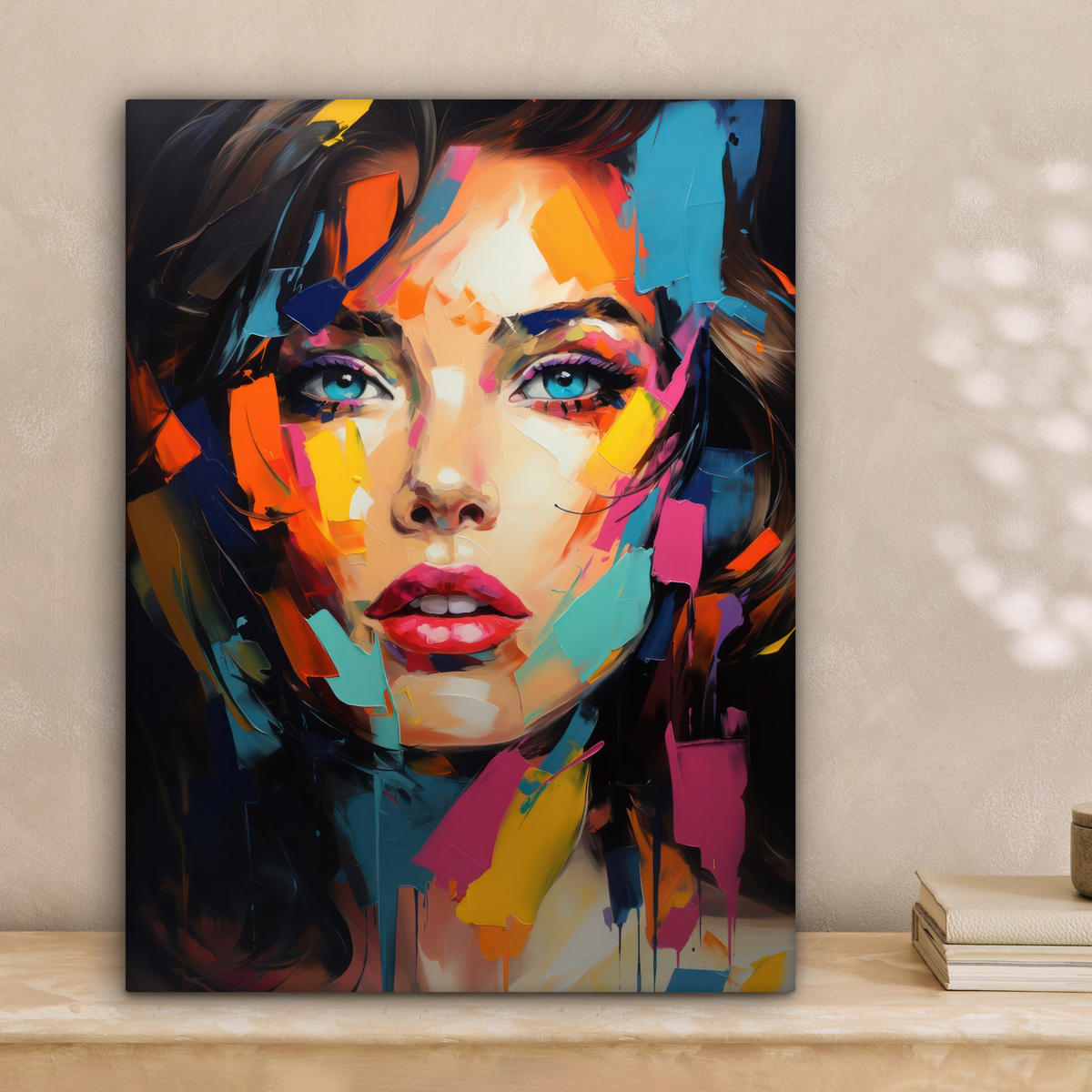 LEINWANDBILD Frau - Porträt - Farbenfroh - Kunst 30x40 cm - Multicolor, Textil (30/40cm) - MuchoWow