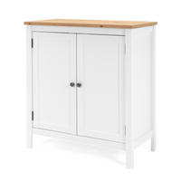 KOMMODE weiß mit Eiche Artisan, Landhaus 80 x 90 cm, Anrichte 2-türig - Silberfarben/Weiß, Holzwerkstoff/Metall (80/90/40cm) - Furn.Design