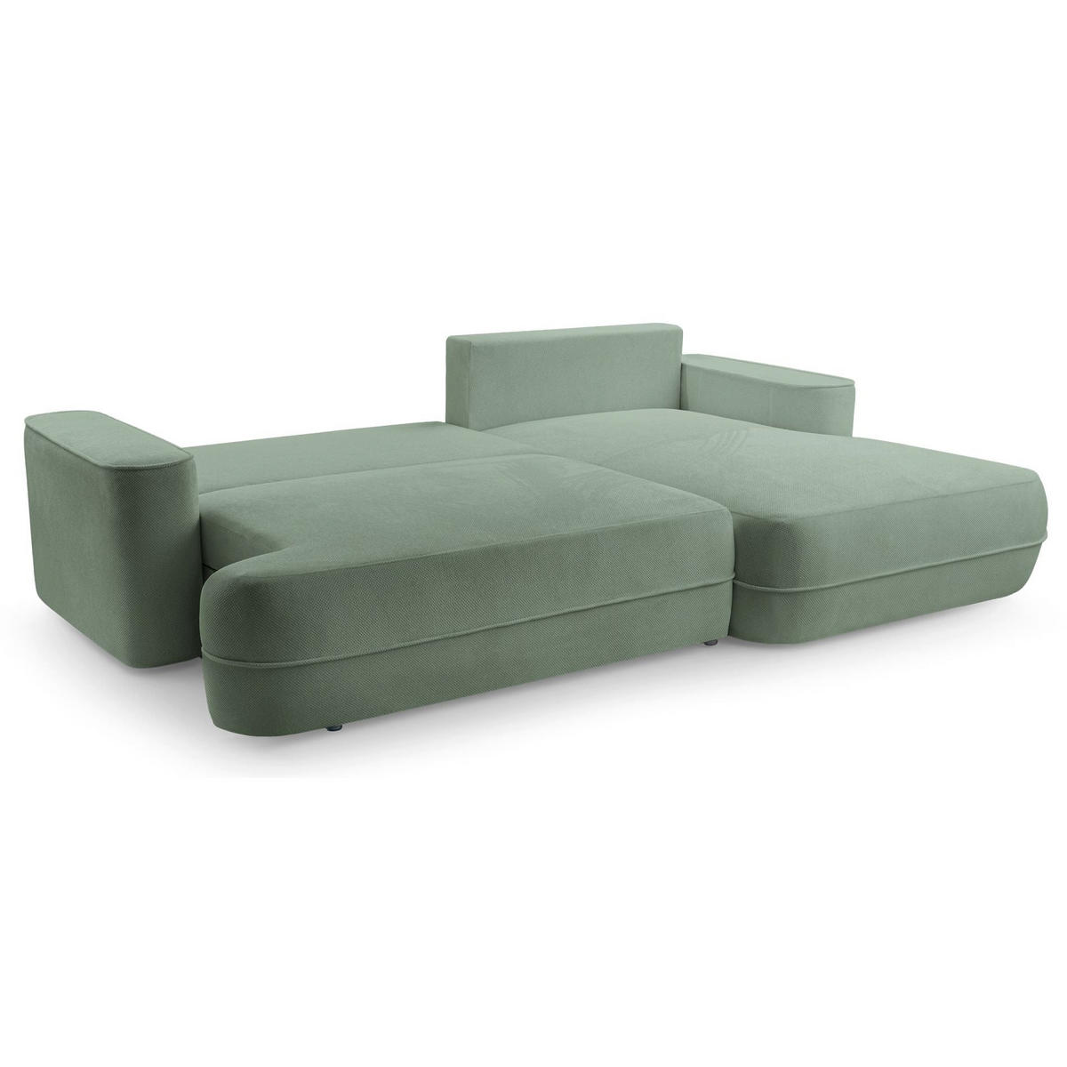 ECKSOFA Fuerro Salbeigrün Strukturstoff - Schwarz/Hellgrün, Kunststoff/Textil (168/260cm) - Selsey