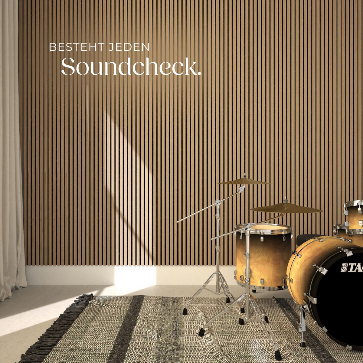AKUSTIKPANEELE 8er Set Sonic Wall Iv, je 110 x 50 x 1,1 cm, Größe flexibel anpassbar, Eiche - Eichefarben, Holz (50/1.1/110cm) - tectake