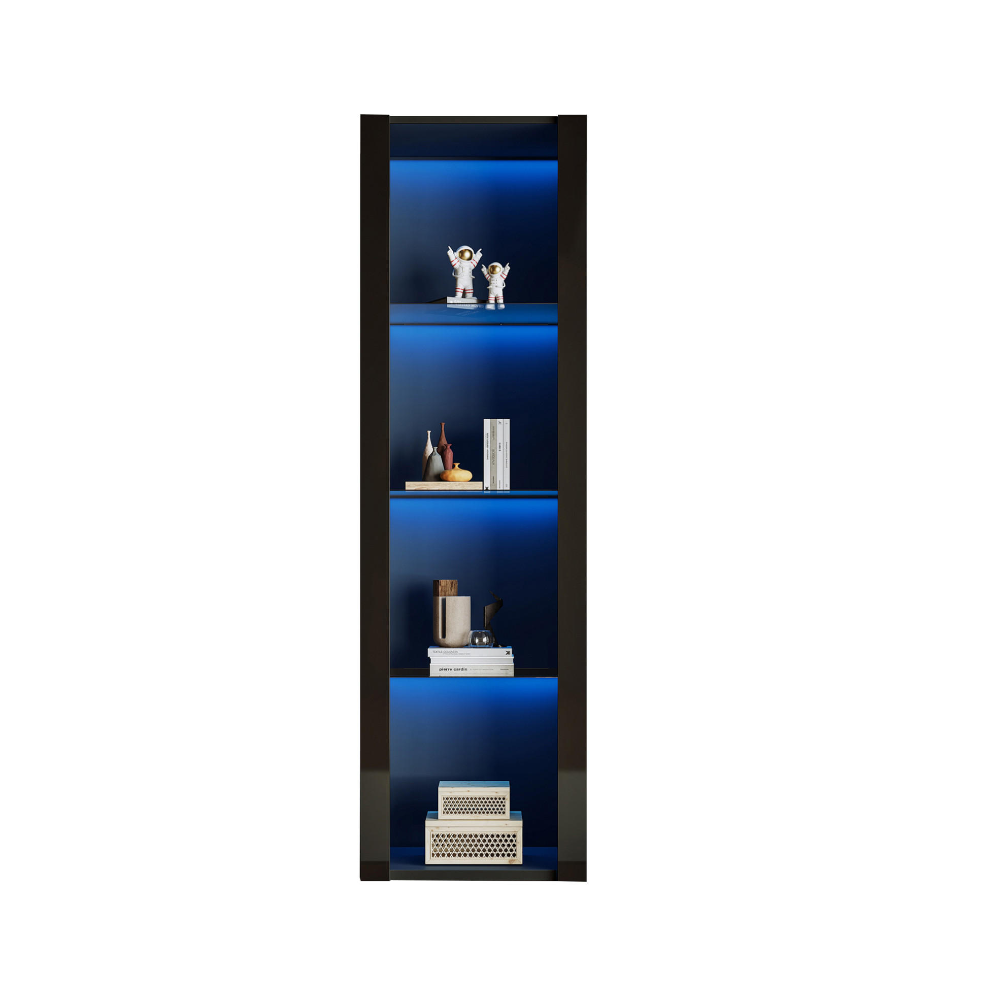 VITRINE 55/38/166 cm aus Spanplatte mit Hochglanzfront und LED-Beleuchtung Schwarz - Schwarz, Holzwerkstoff (55/166/38cm) - Modenvie