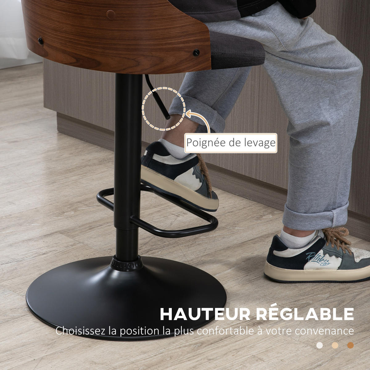BARHOCKER 2er-Set DE-14730 höhenverstellbar & schwenkbar mit Fußstütze - Schwarz, Metall (53/113/48cm) - ComfortXL