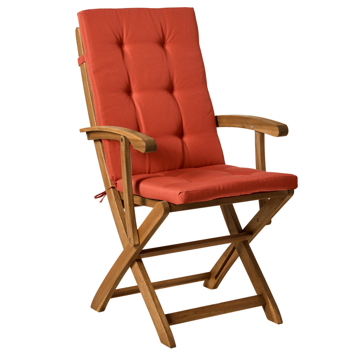 GARTENSTUHL 2er-Set und Sitzkissen Akazienholz Rot Maui Premium - Braun, Holz (46/92/48cm) - Beliani
