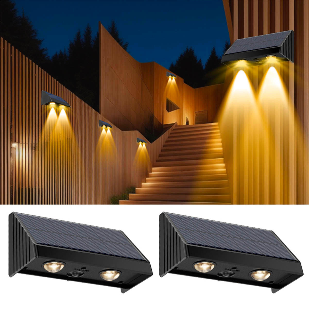 SOLAR-WANDLAMPEN 4er-set KYLA schwarz - Schwarz, Kunststoff (11.4/5.4/6cm) - Lumisky