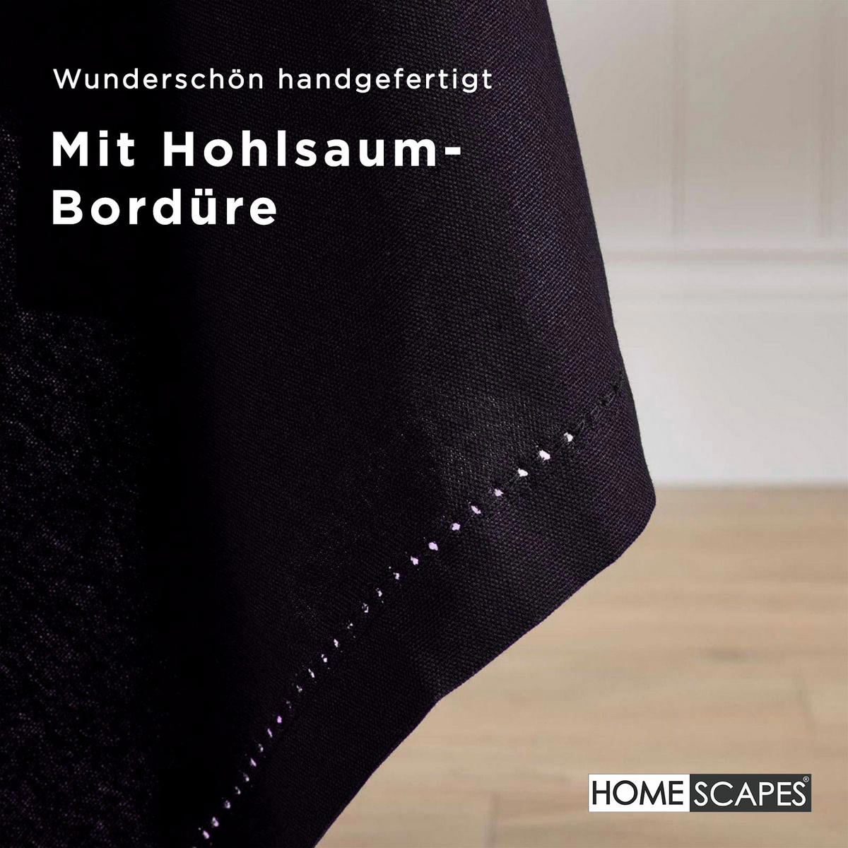 TISCHDECKE schwarz rund 178 cm, 100% Baumwolle - Schwarz, Textil (178/178cm) - Homescapes