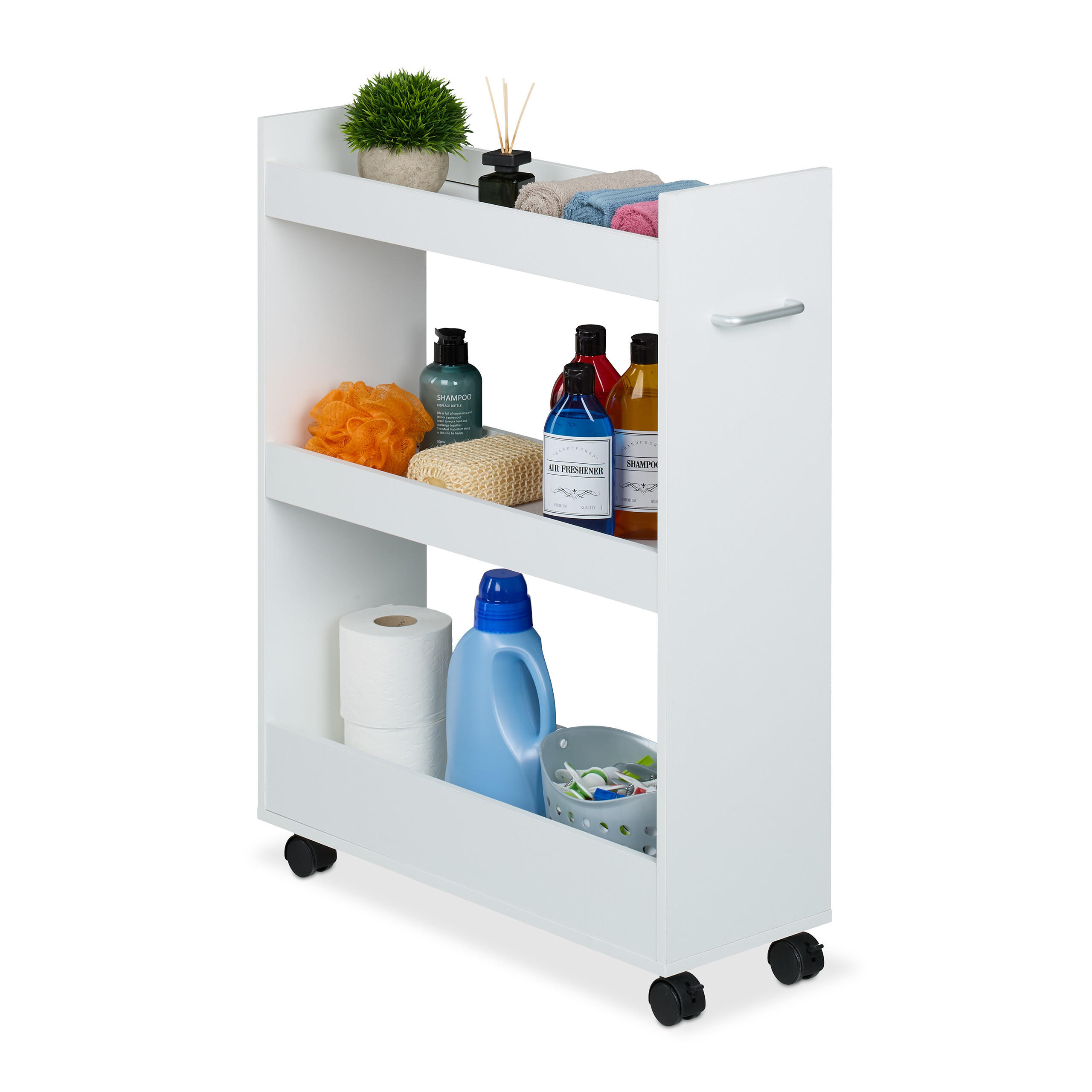 NISCHENWAGEN - Weiß, Holzwerkstoff/Kunststoff (21.5/78/63cm) - Relaxdays