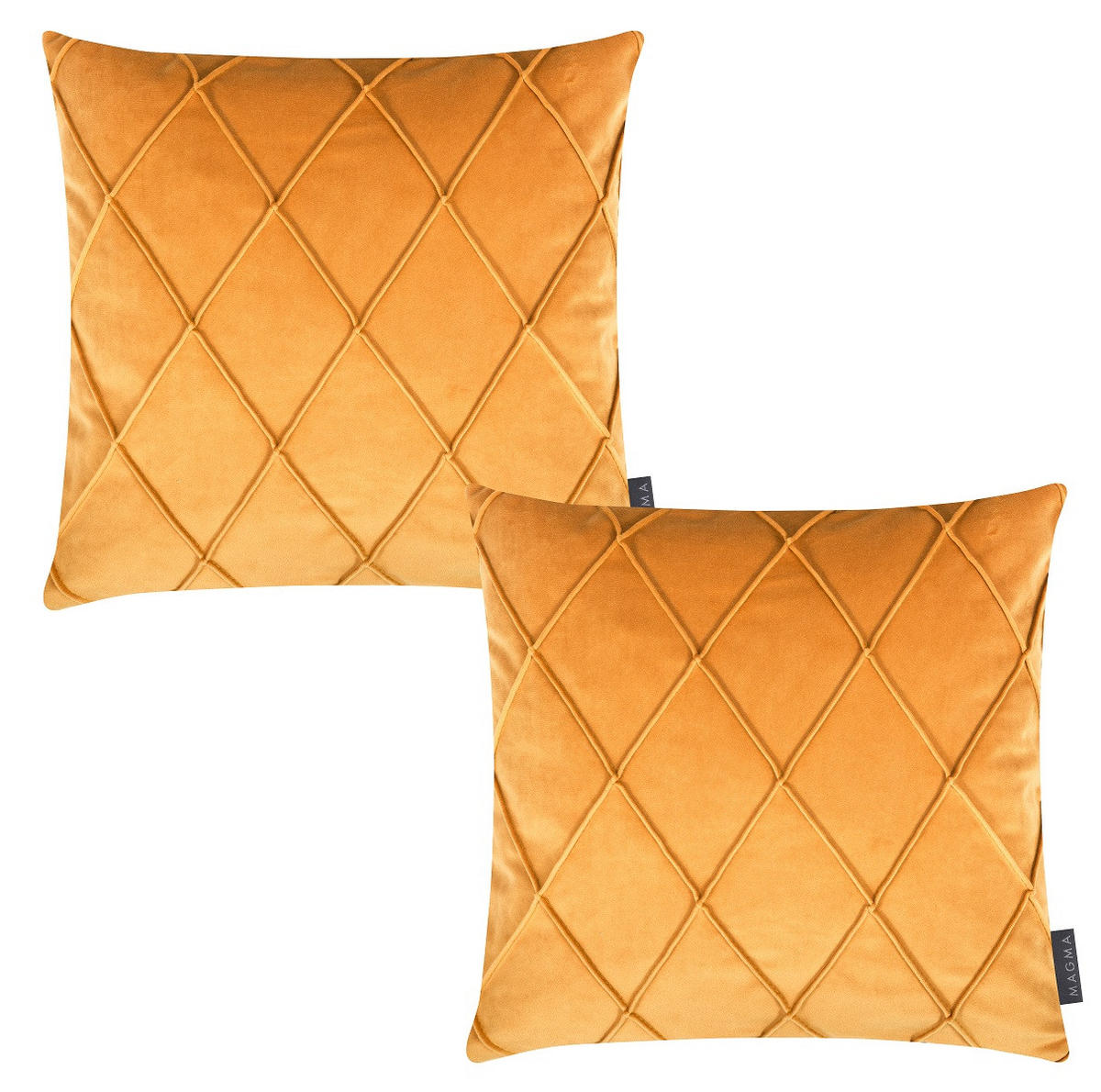 KISSENHÜLLE 2er Set Nobless Rauten 50/50 cm gold - Goldfarben, Textil (50/50cm) - Magma Heimtexx