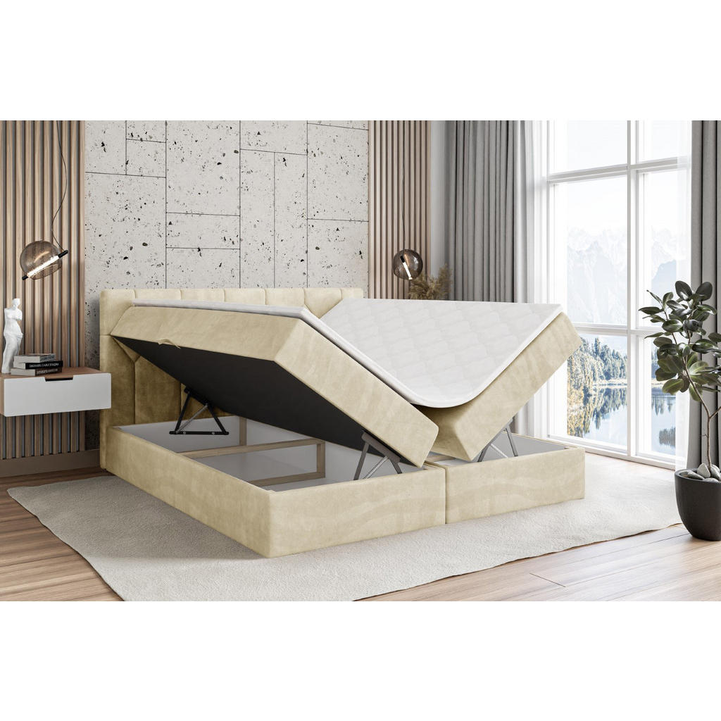 Thumbnail - Altdecor Boxbett, Beige, Holzwerkstoff, Höhe ca. 20 cm, 200x200 cm, Schlafzimmer, Betten, Boxspringbetten