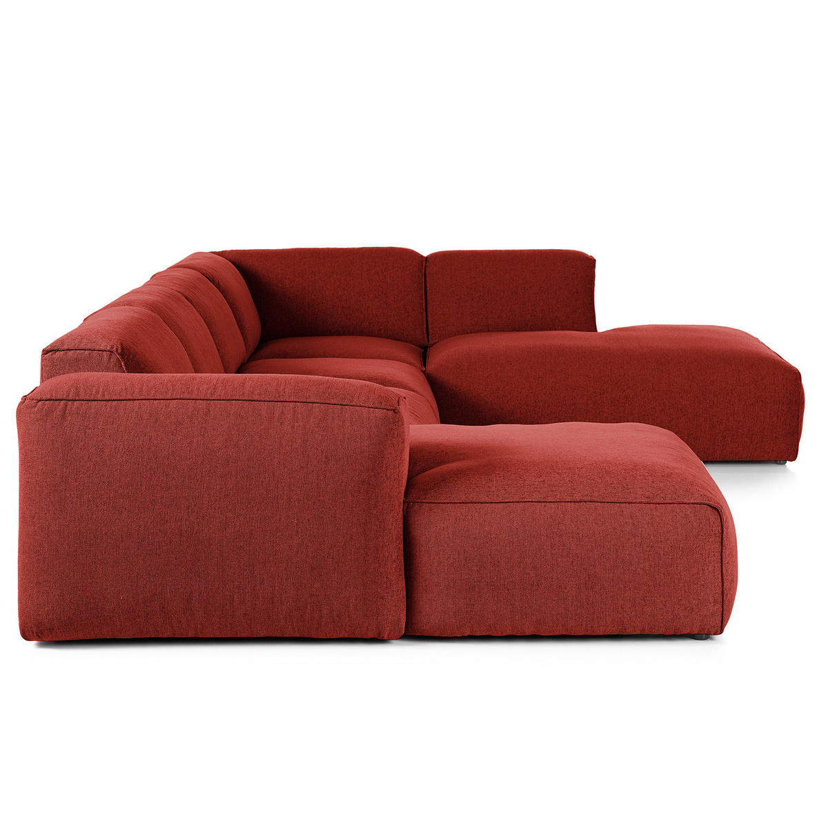 WOHNLANDSCHAFT mit Longchair - Rot/Schwarz, Kunststoff/Textil (325/71/235cm) - home24