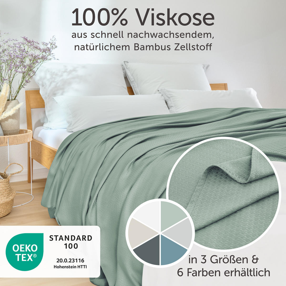 KÜHLDECKE Bambus Viskose 150x200 cm, Grün - Grün, Textil (150/200cm) - Blumtal
