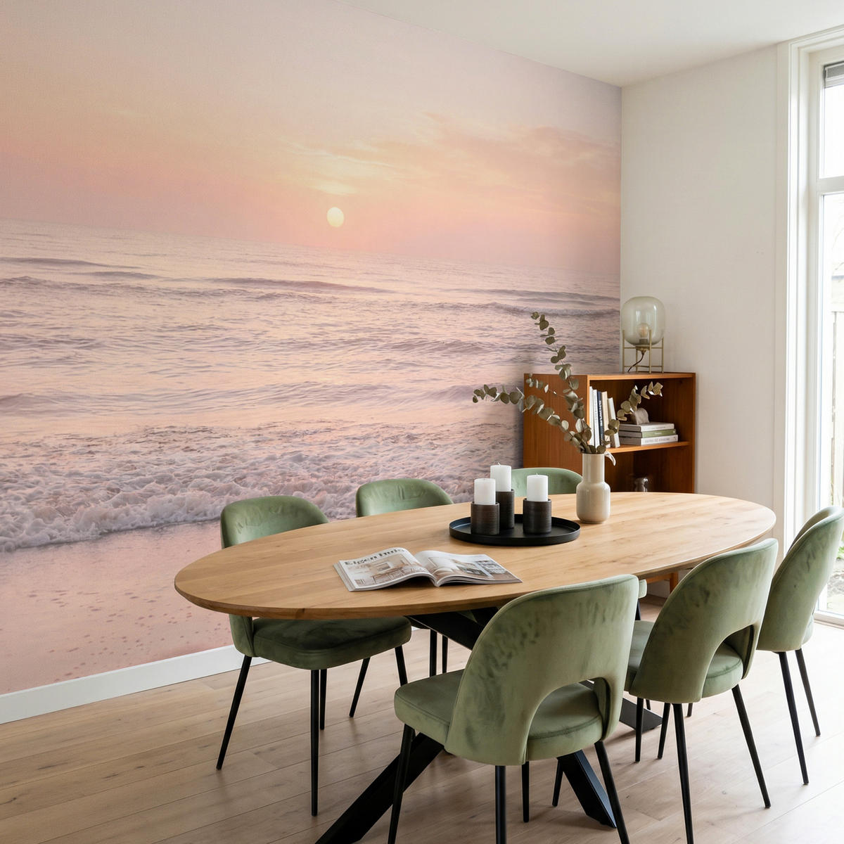 TAPETE - Sonne - Strand - Rosa - 300x240 cm - Hellrosa, Papier (300/240cm) - OnlyWow