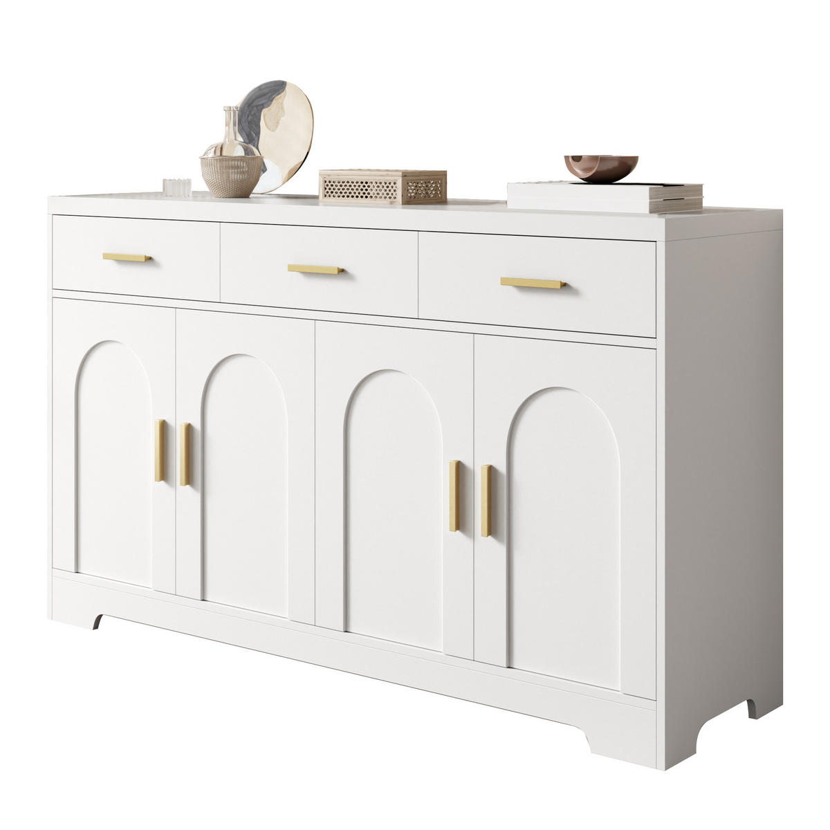 SIDEBOARD DE-37507 140/40/83 cm mit bogenförmigen Türen Weiß - Weiß, Holzwerkstoff (140/83/40cm) - ComfortXL