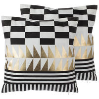 DEKOKISSEN 2er-Set Schwarz-Weiß 45/45 cm Dalia - Schwarz, Naturmaterialien/Textil (45/45cm) - Beliani