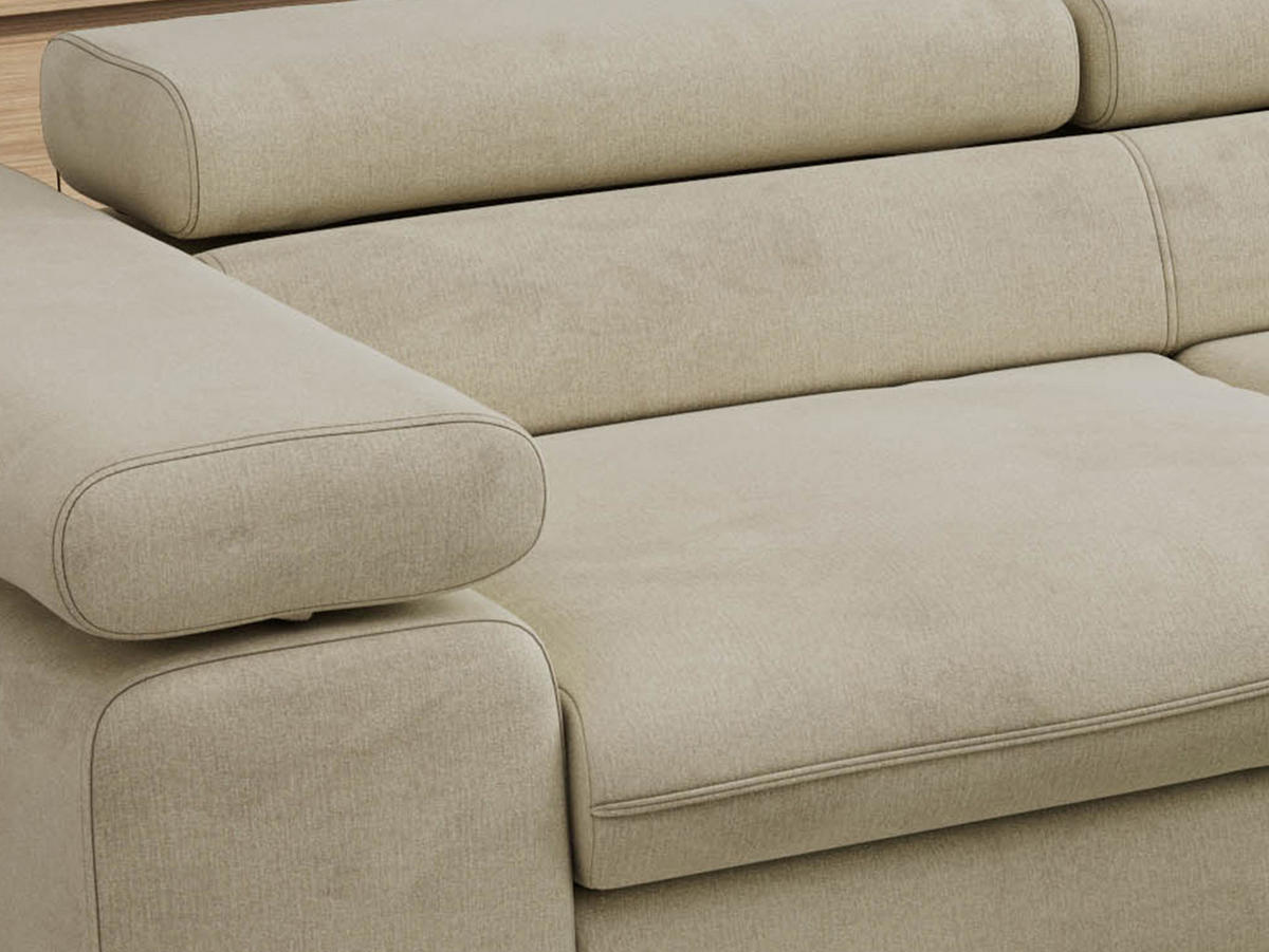 ECKSOFA PABLO L Beige Velvet - Rechts Seite mit Visco Topper - Beige/Schwarz, Textil/Metall (273/208cm) - MKS