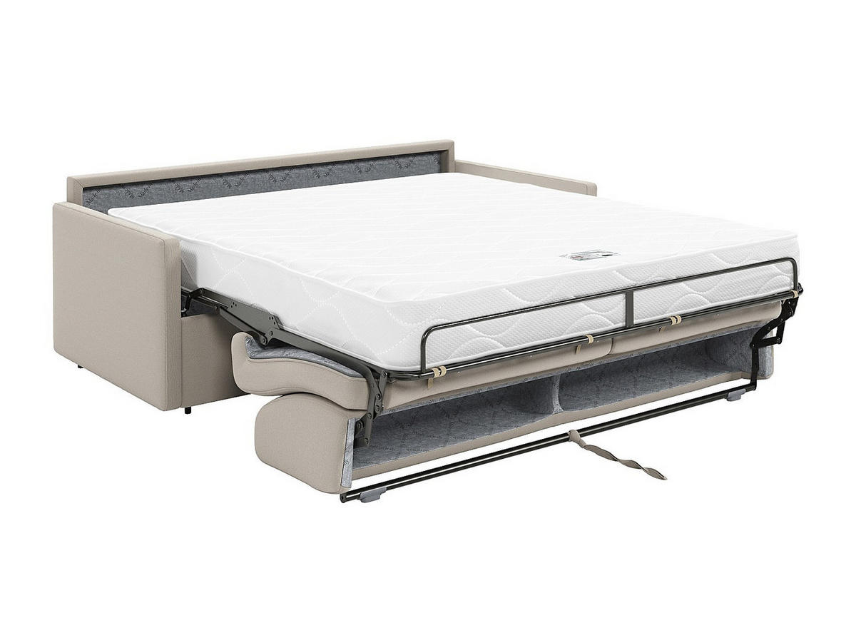 SCHLAFSOFA 4-Sitzer - Liegefläche mit Lattenrost mit breiten Latten: 160 cm - Matratze: 18 cm - Stoff - Beige - CALIFE - Beige, Textil (190/97/223cm) - Vente-Unique