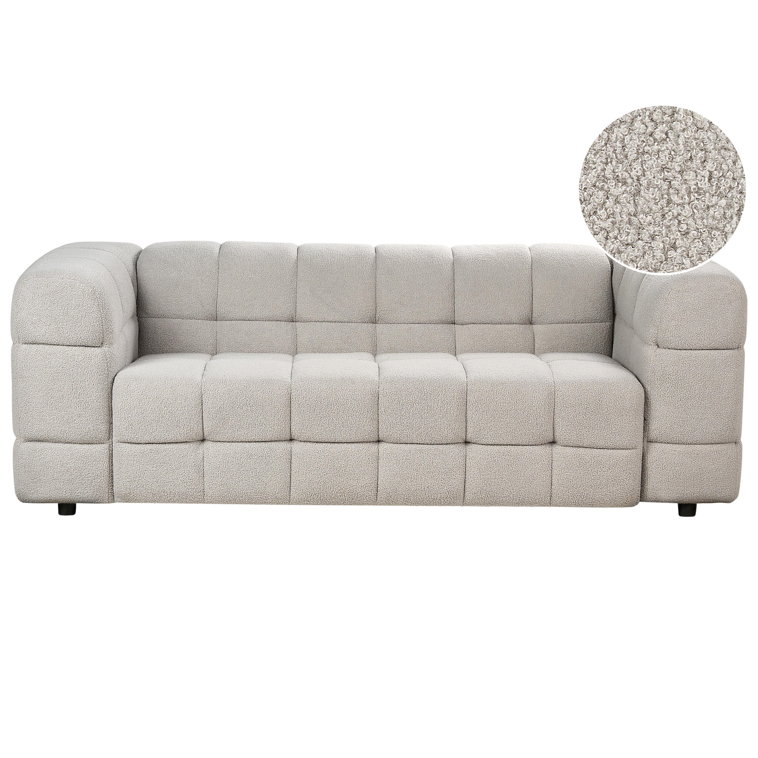 3-SITZER-SOFA Bouclé grau Mullola - Grau, Textil (227/77/103cm) - Beliani