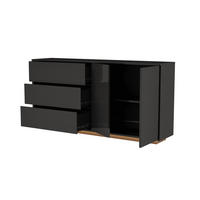FERNSEH- & STAURAUMSCHRANK mit Hochglanzfront & LED - Schwarz, Holzwerkstoff (35/76/160cm) - SHOPENTRA