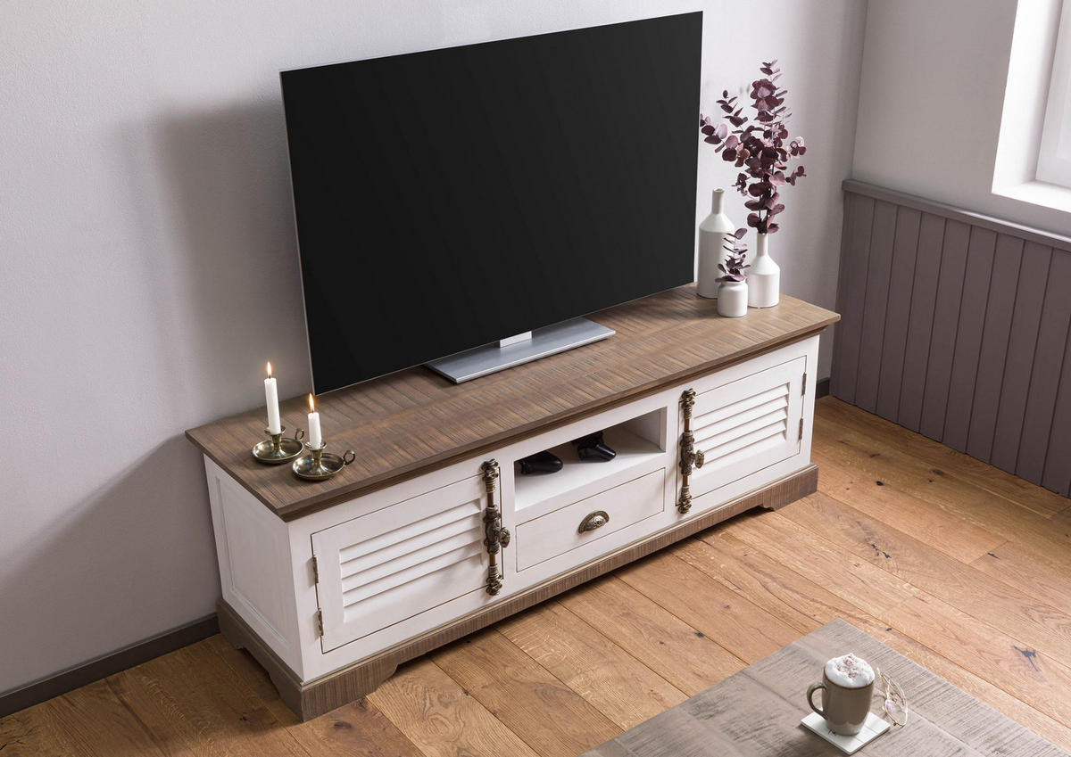 TV-BOARD Mango 170x45x55 weiß lackiert TOULOUSE #111 - Weiß, Holz (170/55/45cm) - Massivmoebel24
