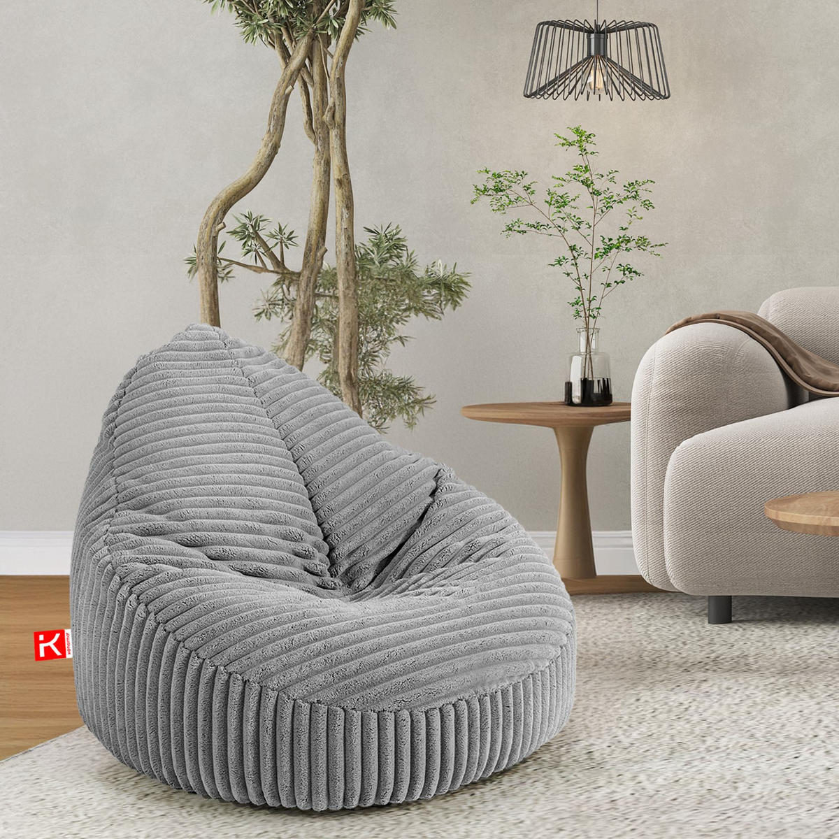 SITZSACK COSMO II aus Kordstoff, Dunkelgrau - Dunkelgrau, Textil (85/80/85cm) - KONSIMO®