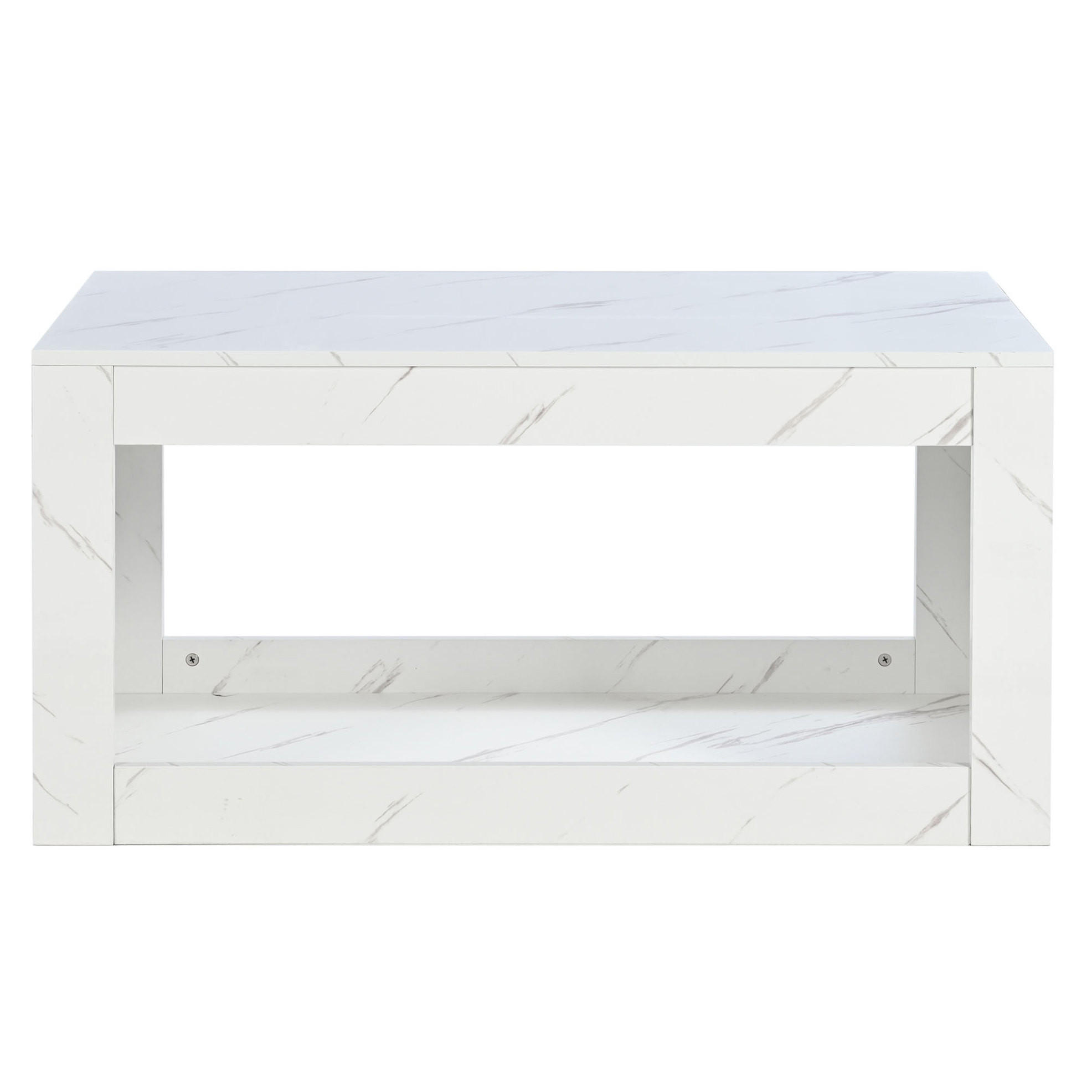 COUCHTISCH 100/50/50 cm in Weiß mit LED-Beleuchtung und offenem Stauraum - Weiß, Holzwerkstoff (100/50/50cm) - Flora Grace