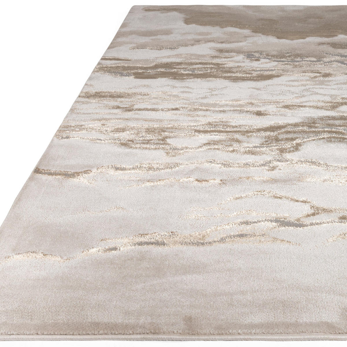 TEPPICH Velours-Metallic Marmoroptik Hochglanz COMO-Lenno, Gold 120x170 cm - Goldfarben, Textil (120/170cm) - KADIMA DESIGN
