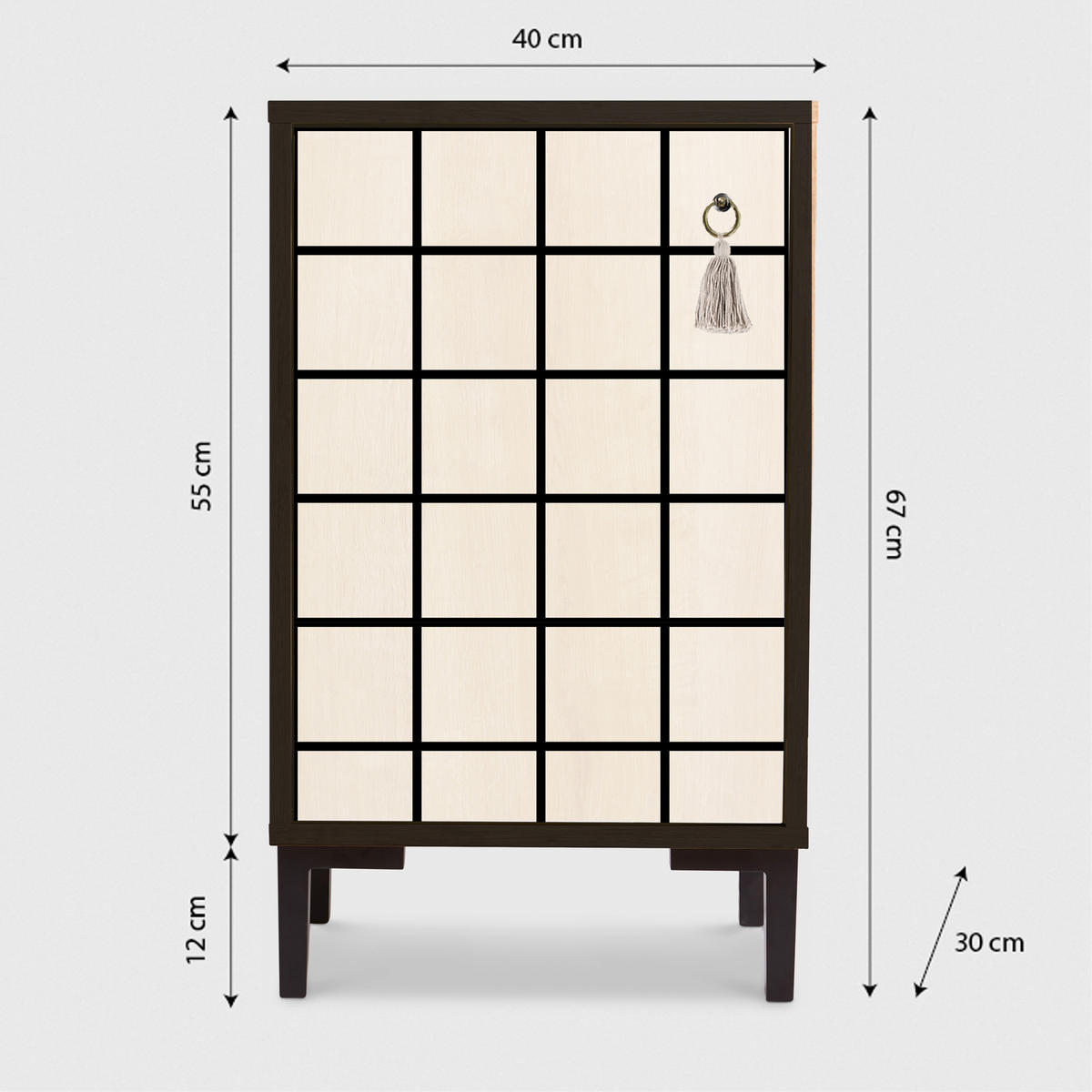 NACHTTISCH aus MDF mit SQUARES - Creme, Holzwerkstoff (30/65/40cm) - RNT By Really Nice Things