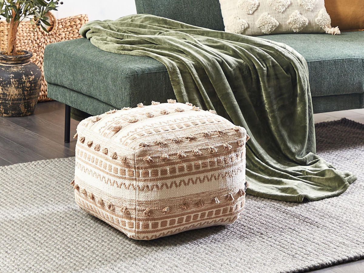 POUF Hellbeige Karaw - Beige, Naturmaterialien (50/35/50cm) - Beliani