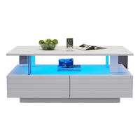 KONFERENČNÍ stolek 100/50/42 cm bílý z akrylu s LED osvětlením a úložným prostorem - bílá, kompozitní dřevo (100/50/42cm) - OKWISH