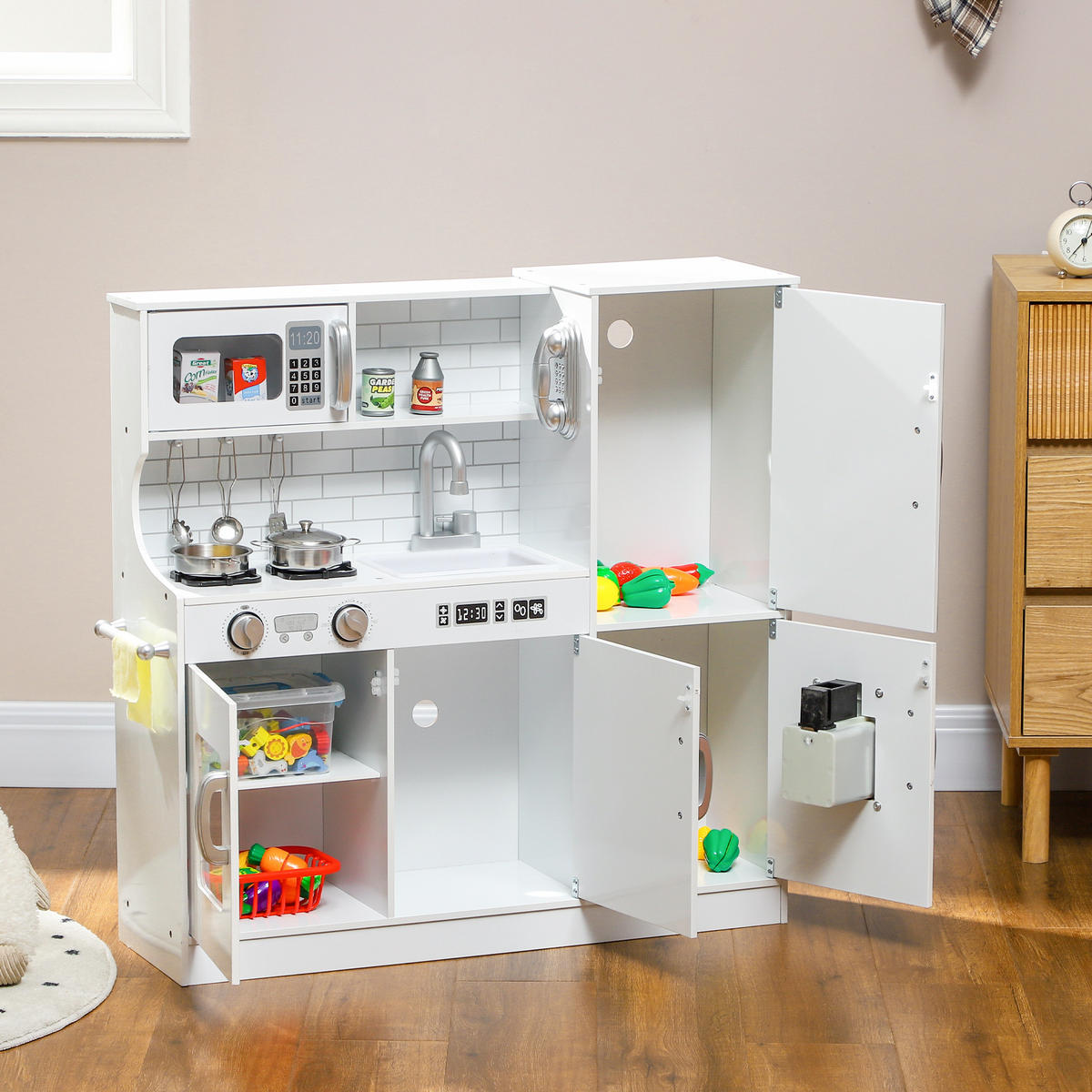 SPIELKÜCHE DE-10485 mit Eismaschine, Herd & Tafel Weiß - Weiß, Holzwerkstoff (83.8/26.8/81cm) - ComfortXL