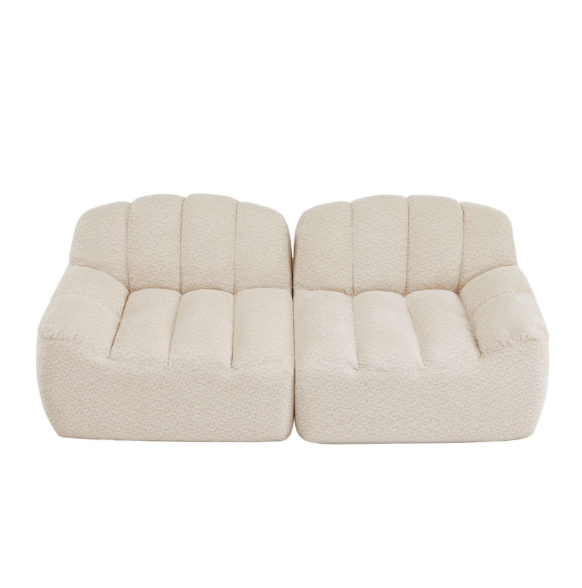 2-SITZER Sofa mit modularer Form und breiter Sitzfläche, ohne Montage erforderlich, Beige - Beige, Textil (210/79/104cm) - Redom