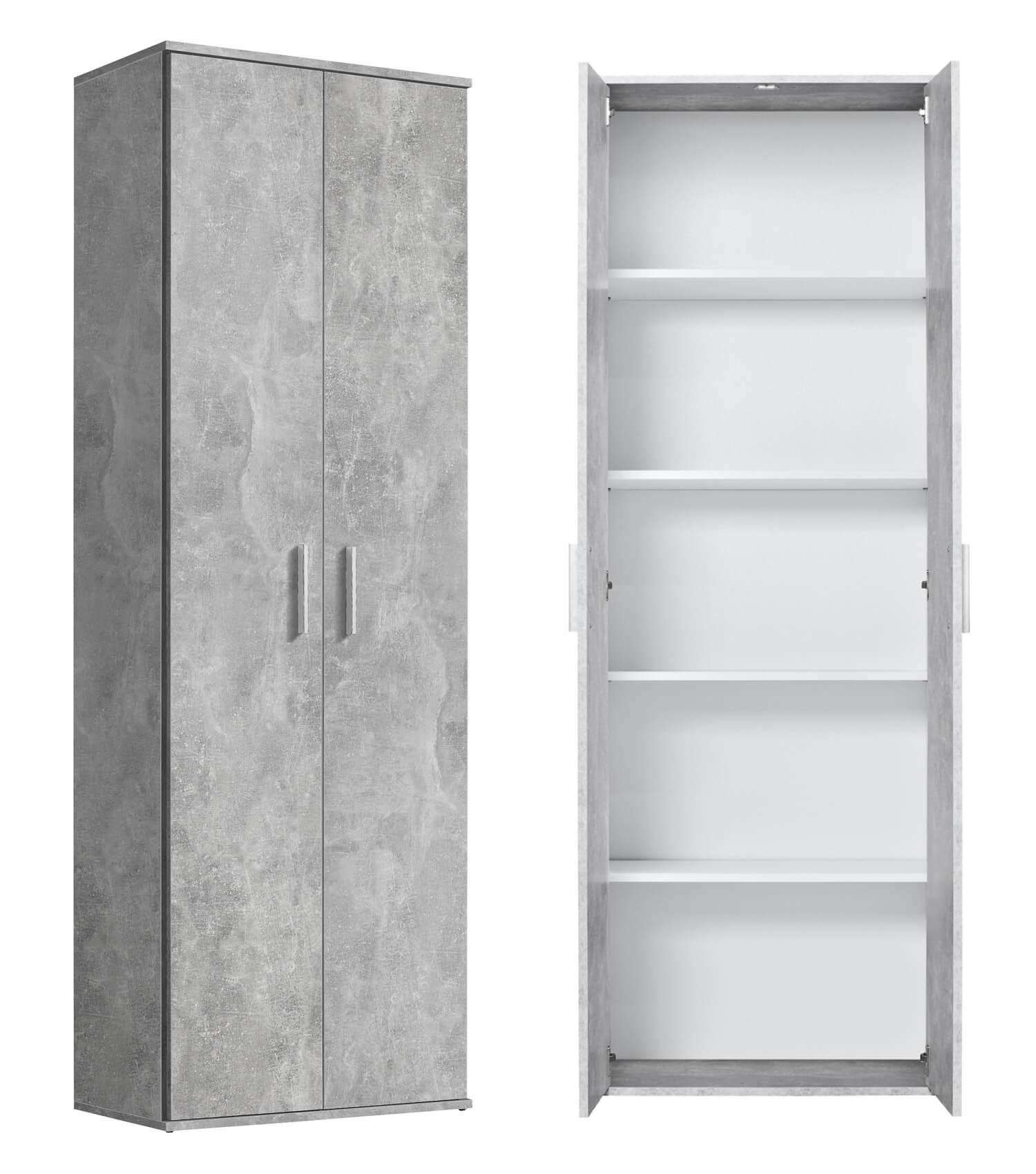 MEHRZWECKSCHRANK Der Lange - Hellgrau/Weiß, Holzwerkstoff (60/180/34cm) - Mokebo