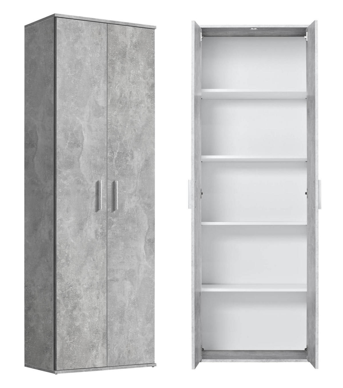 MEHRZWECKSCHRANK Der Lange - Hellgrau/Weiß, Holzwerkstoff (60/180/34cm) - Mokebo